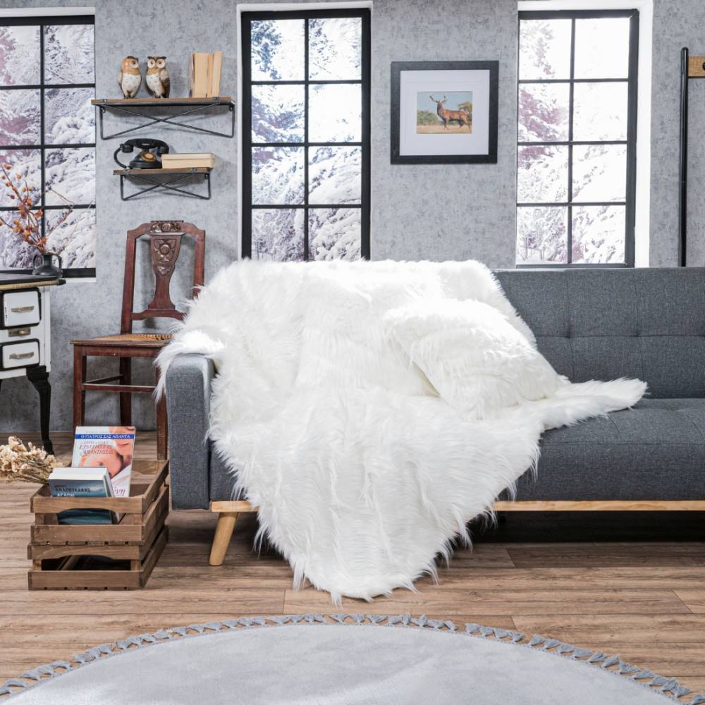 Γούνινο ριχτάρι καναπέ PELT 29 White