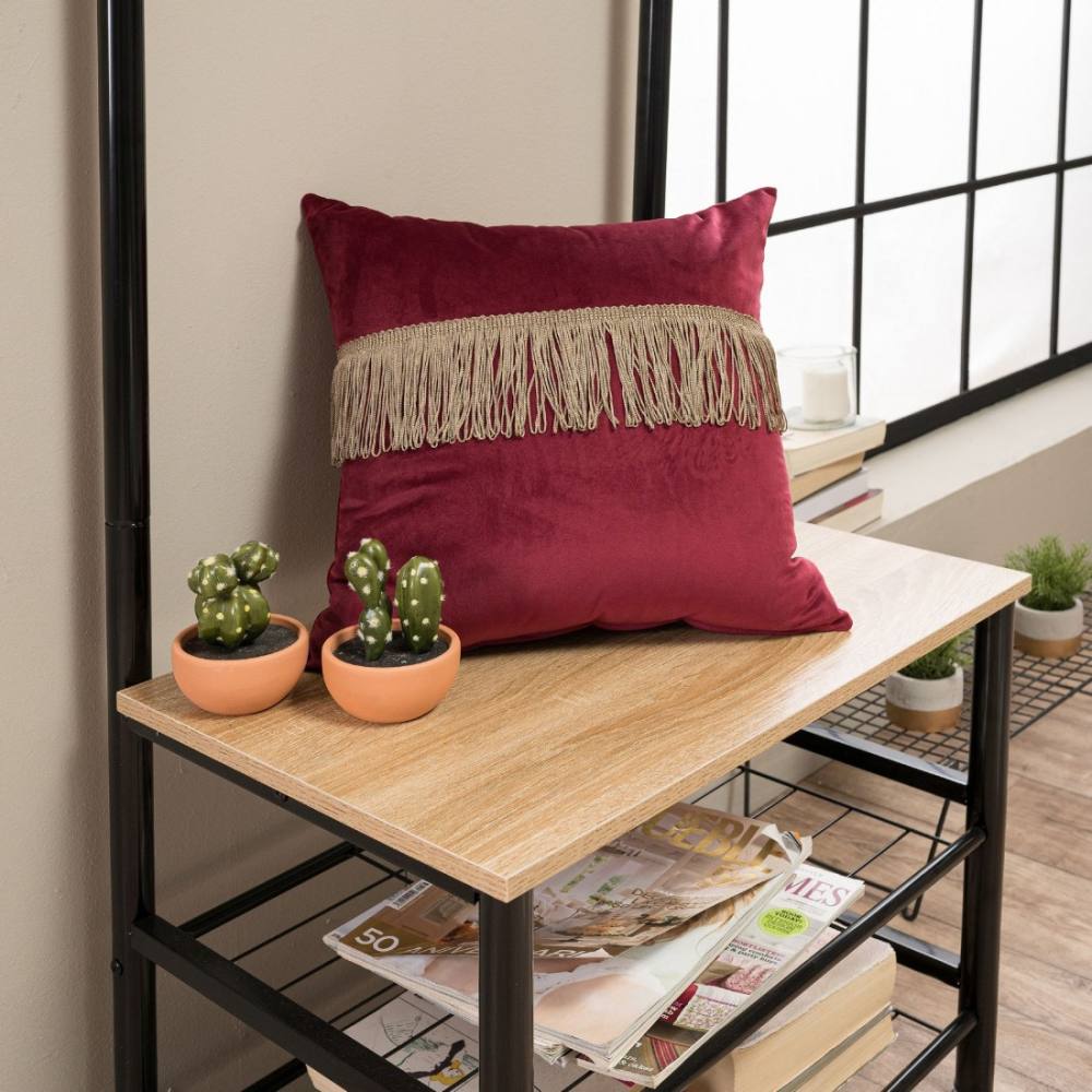 Μαξιλαροθήκη Velvet 10 Με Κρόσι BORDO