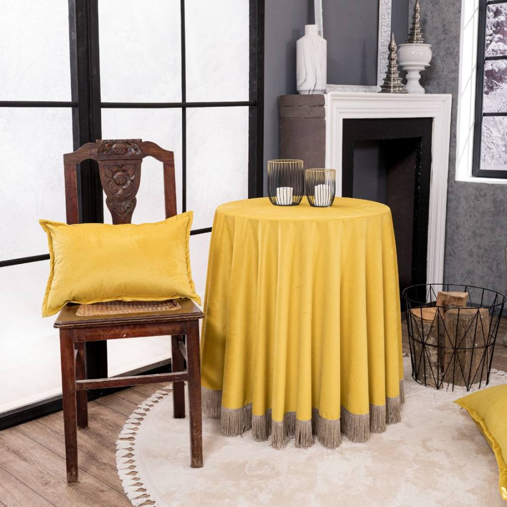 Ροτόντα Velvet 14 Φ180cm με κρόσι YELLOW