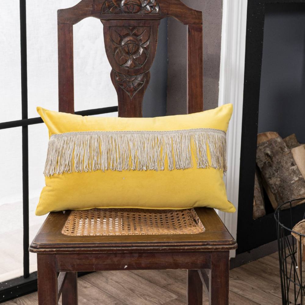 Μαξιλαροθήκη Velvet 14 Με Κρόσι YELLOW