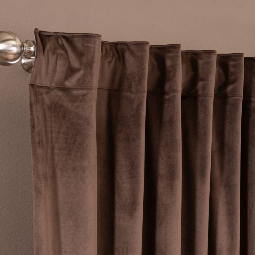 Κουρτίνα Velvet 03 (έτοιμη ραμμένη) Με τρέσα BROWN