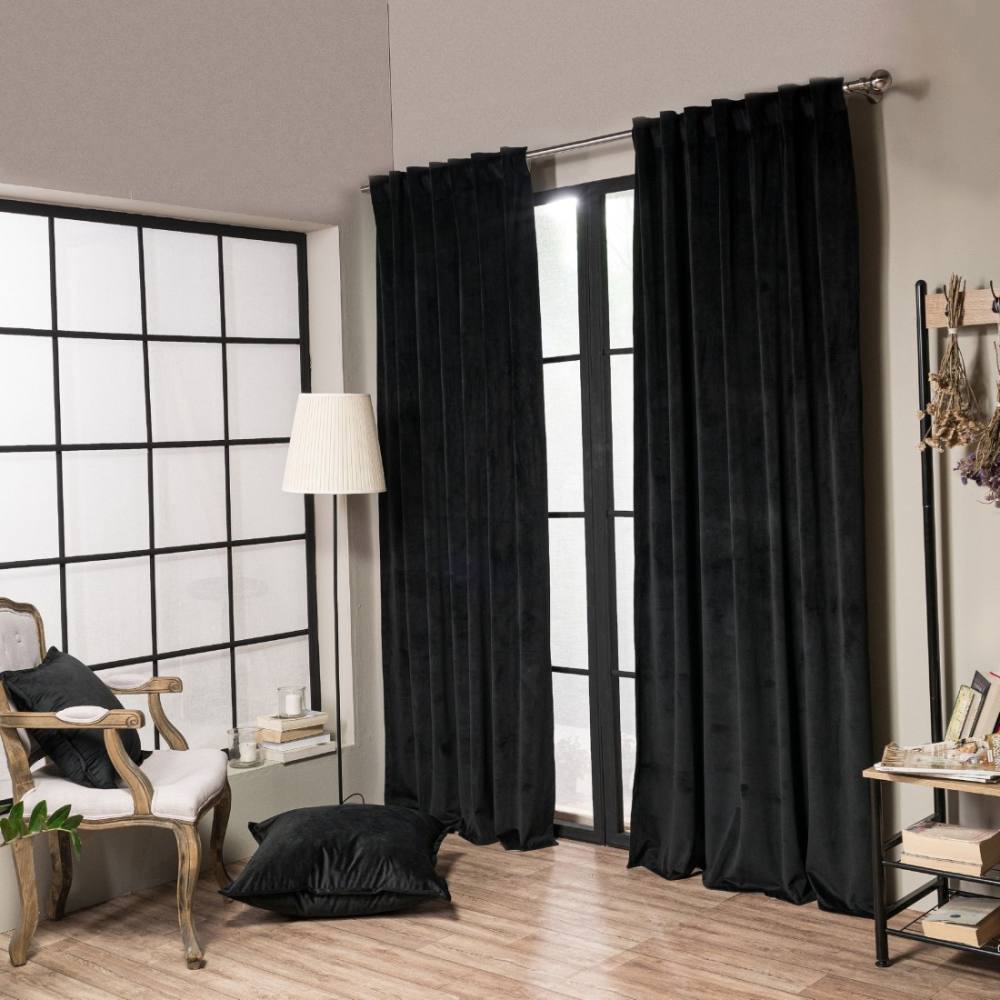 Κουρτίνα Velvet 06 (έτοιμη ραμμένη) Με τρέσα BLACK