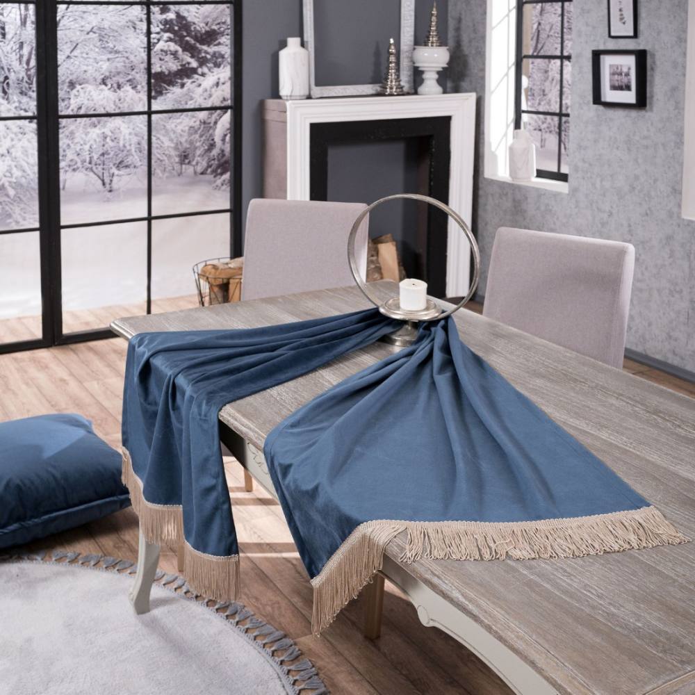 Τραβέρσα (Sari) Velvet 04 (65x200cm) BLUE