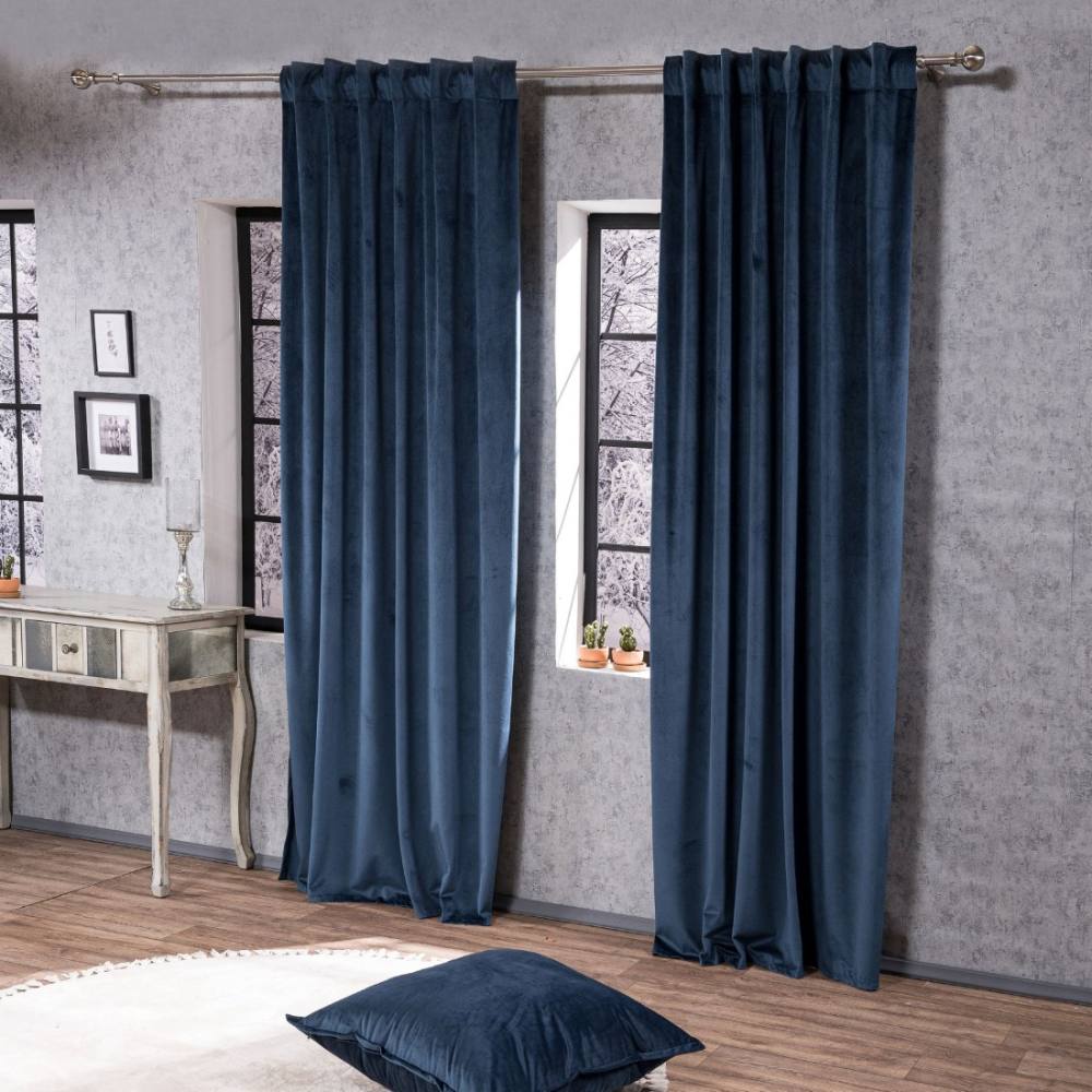 Κουρτίνα Velvet 04 (έτοιμη ραμμένη) Με τρέσα BLUE
