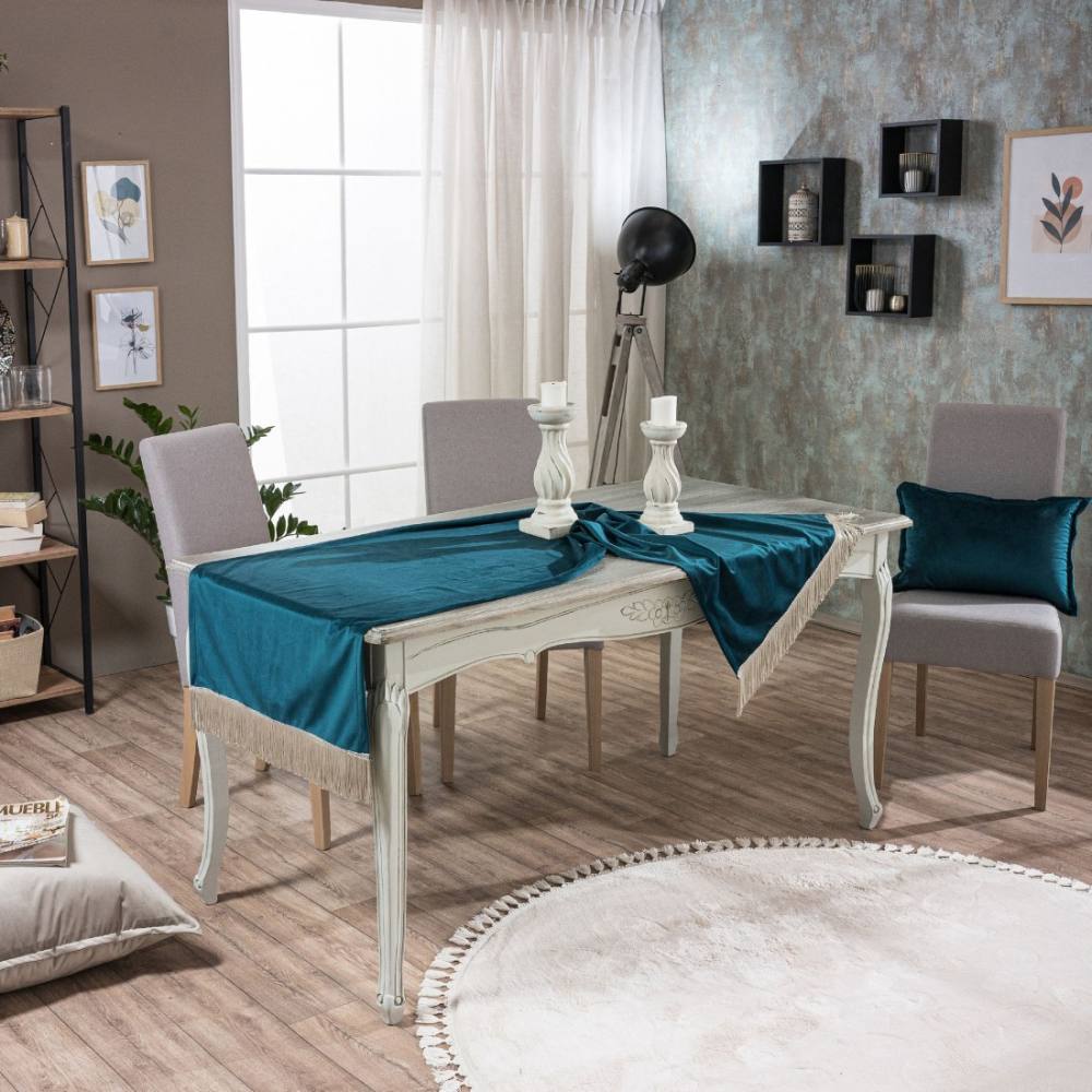 Τραβέρσα (Sari) Velvet 13 (65x200cm) BLUE/GREEN