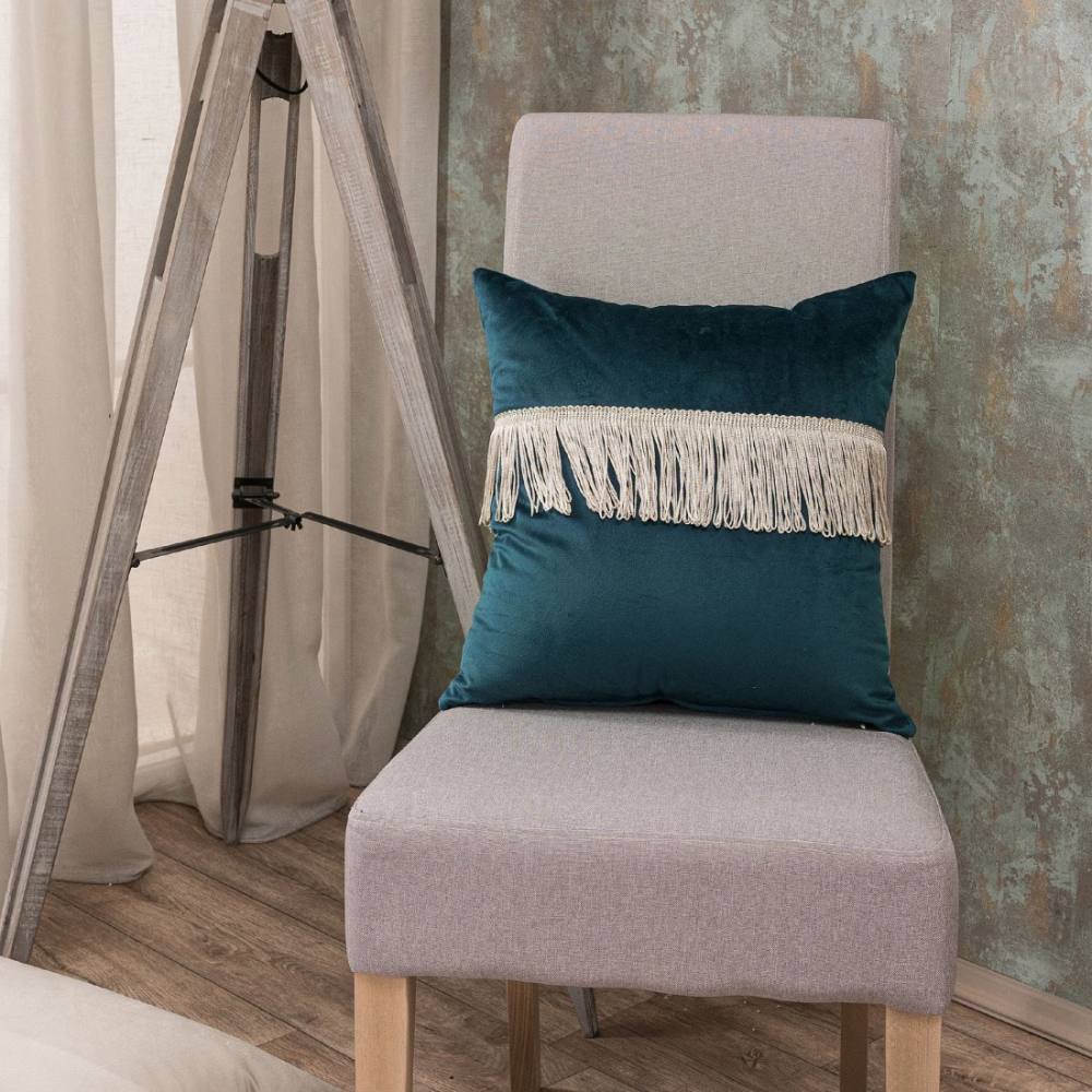 Μαξιλαροθήκη Velvet 13 Με Κρόσι BLUE/GREEN