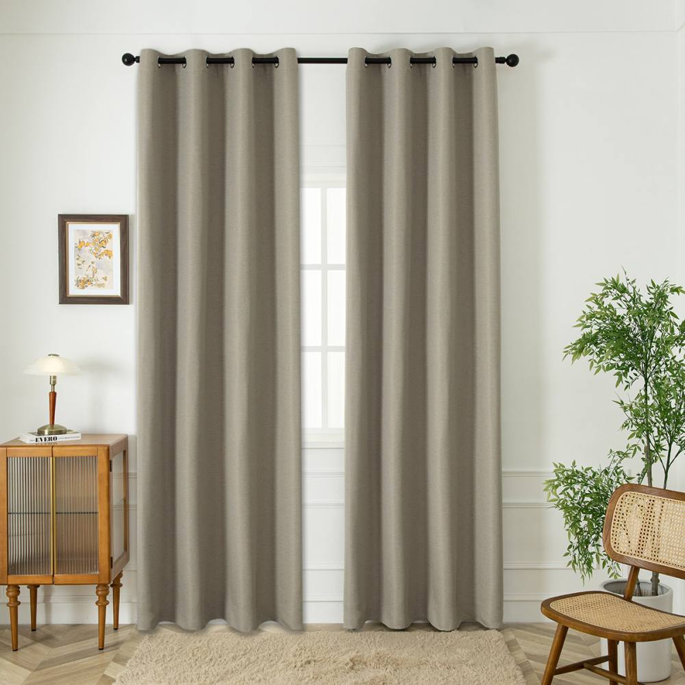 Κουρτίνα Blackout Jacquard σκίασης με 8 μεταλλικούς κρίκους Glare Art 8444 140×270 Άμμου