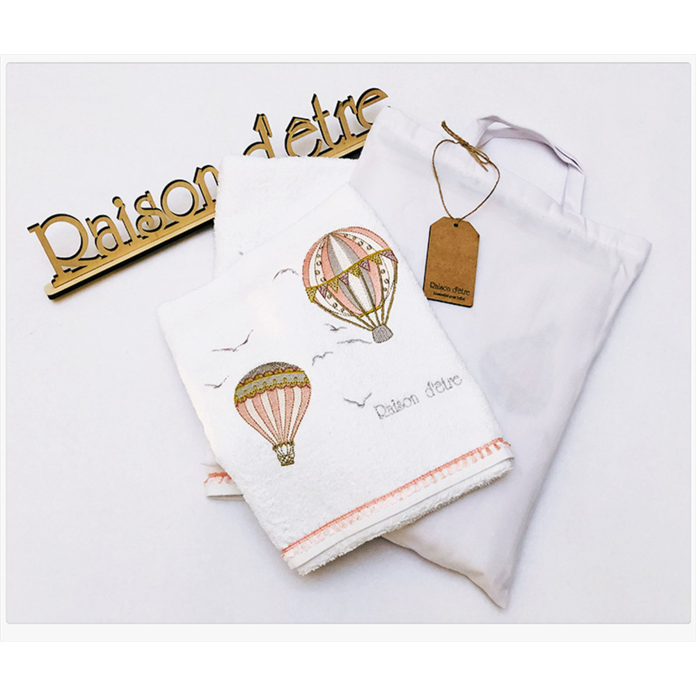 Σετ πετσέτες 2 ΤΕΜ Hot Air Balloon Ροζ Raison D’etre
