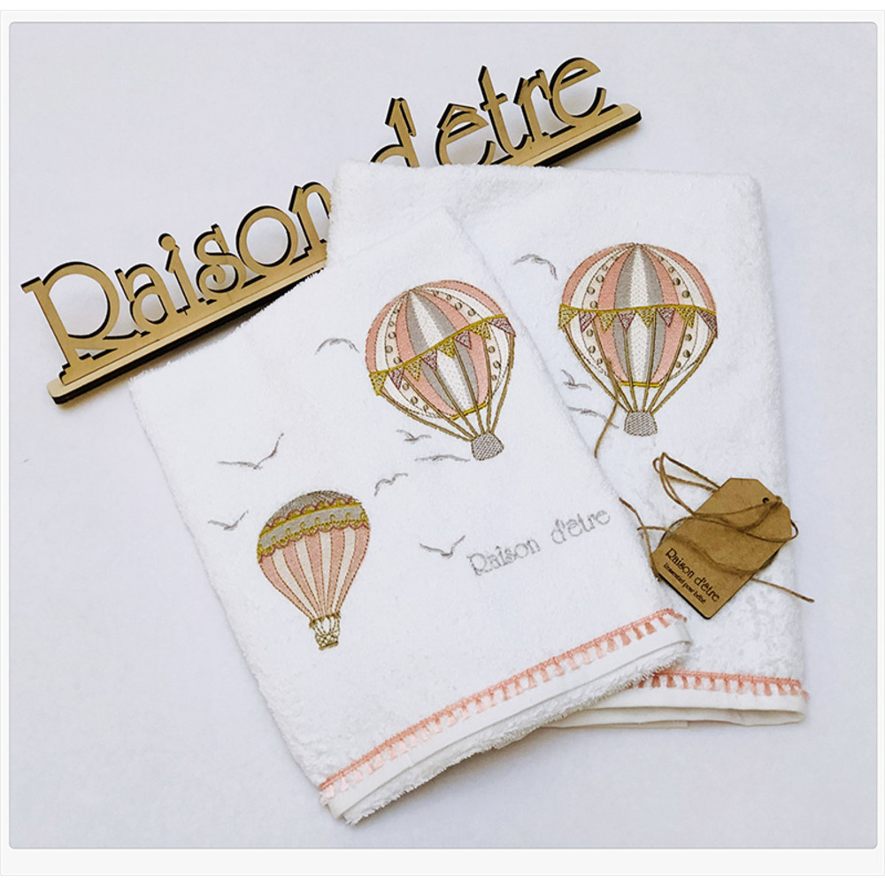 Σετ πετσέτες 2 ΤΕΜ Hot Air Balloon Ροζ Raison D’etre