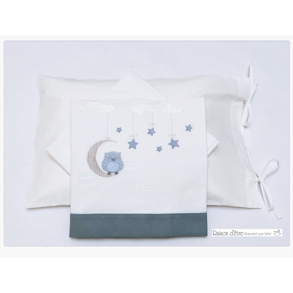 Σετ Σεντόνια Λίκνου Dreamy Owl Μπλε 70×110 Raison D’etre