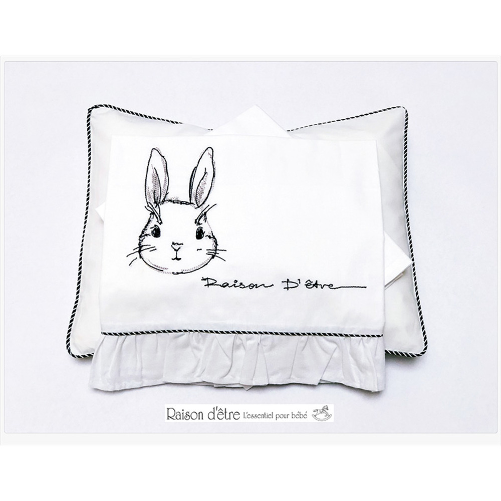 Σετ Σεντόνια Λίκνου Rabbit de Niro (με βολάν για κορίτσι) 70×110 Raison D’etre 