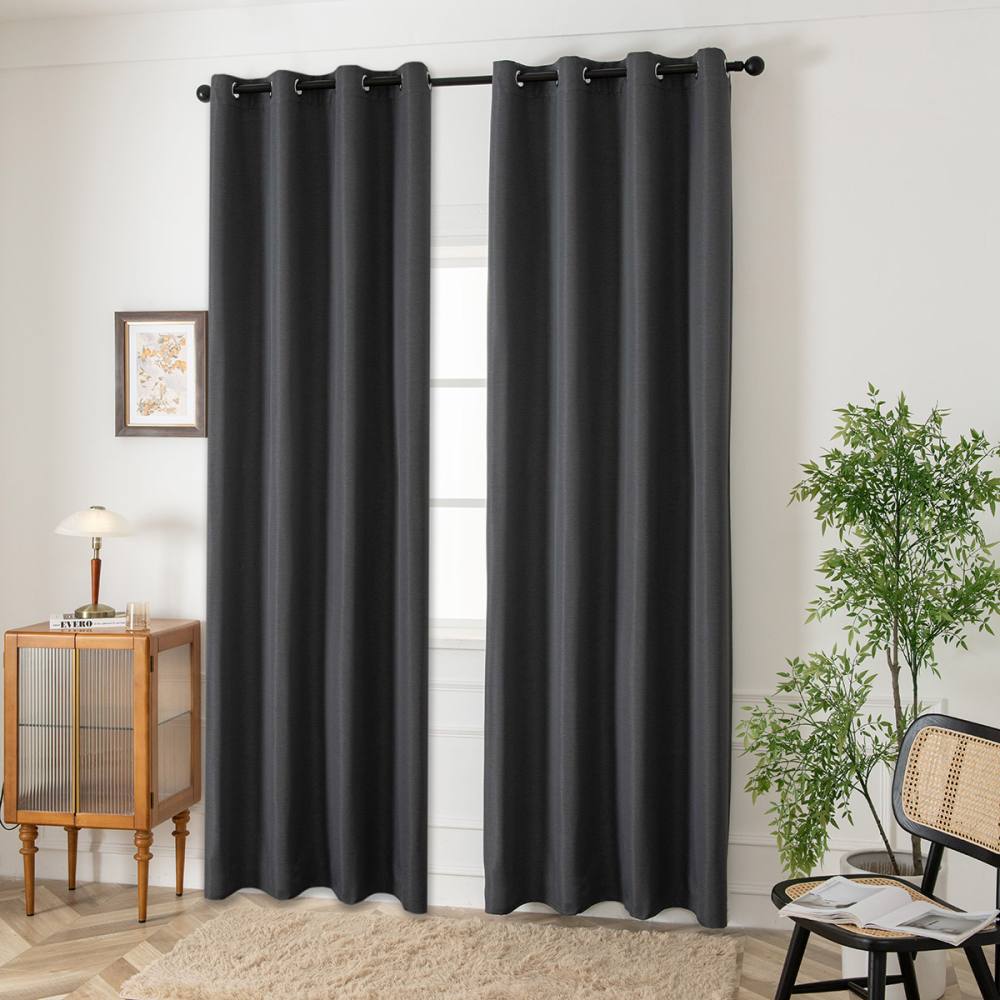 Κουρτίνα Blackout Jacquard σκίασης με 8 μεταλλικούς κρίκους Glare Art 8444 140×270 Ανθρακί