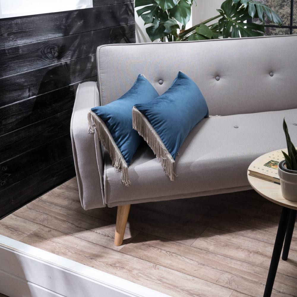 Μαξιλαροθήκη Velvet 04 Με Κρόσι (30x60cm) ΜΠΛΕ
