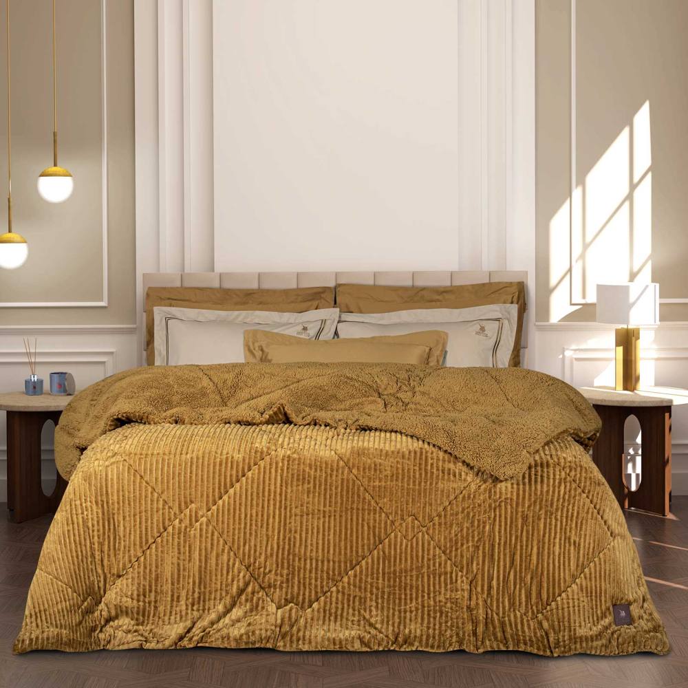 GREENWICH POLO CLUB ΚΟΥΒΕΡΤΟΠΑΠΛΩΜΑ ΥΠΕΡΔΙΠΛΟ(220x240) SHERPA 3426 Ώχρα