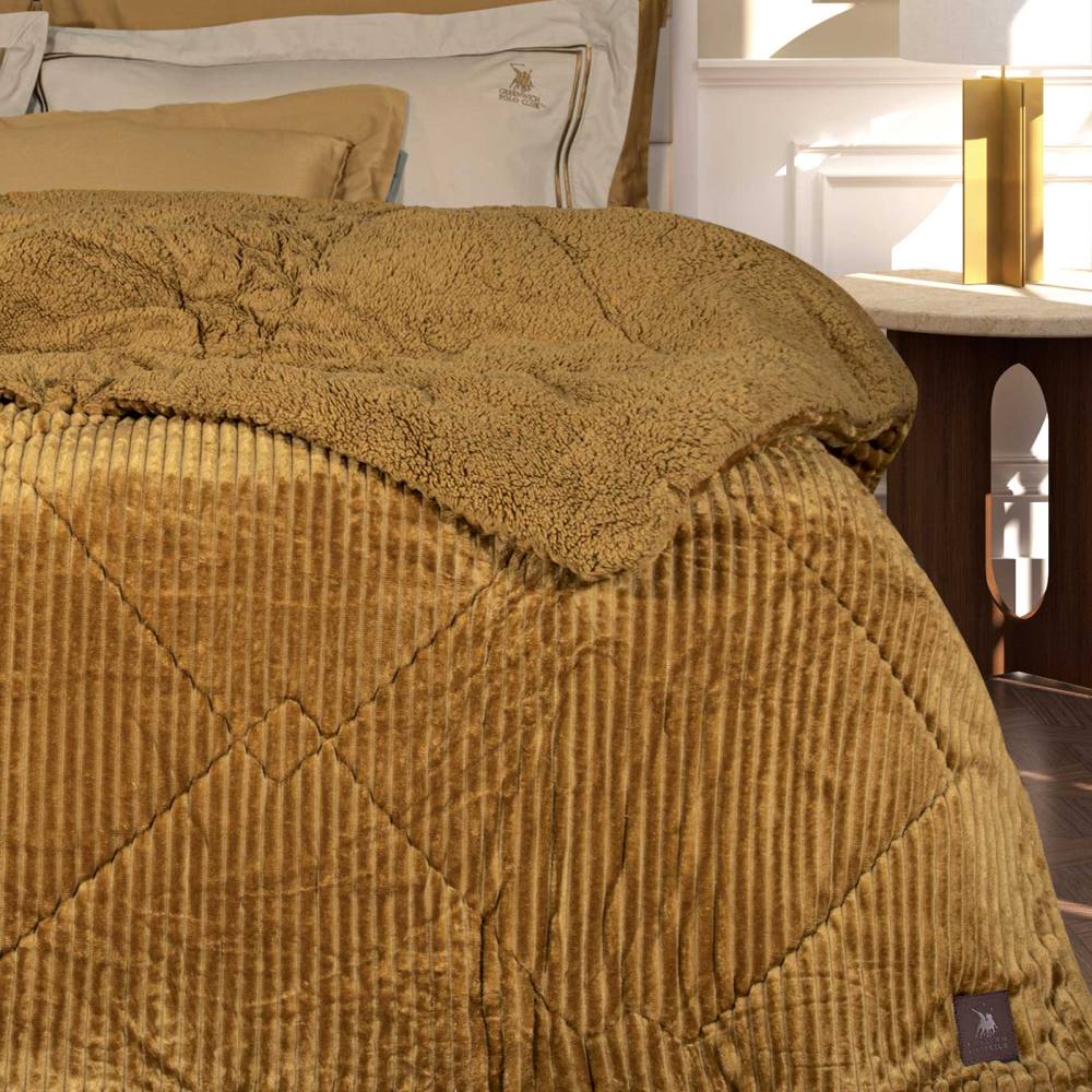 GREENWICH POLO CLUB ΚΟΥΒΕΡΤΟΠΑΠΛΩΜΑ ΥΠΕΡΔΙΠΛΟ(220x240) SHERPA 3426 Ώχρα