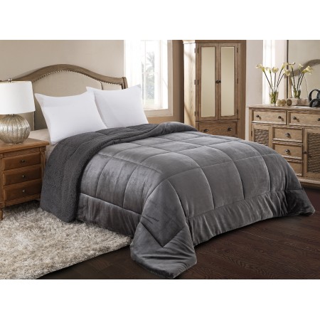 ΚΟΥΒΕΡΤΟΠΑΠΛΩΜΑ FLANNEL/SHERPA 220X240 (805) ANTHRACITE