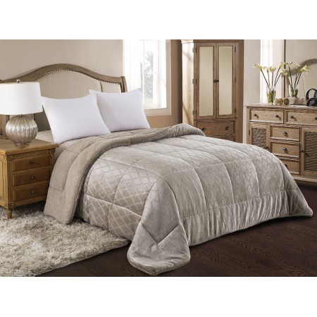 ΚΟΥΒΕΡΤΟΠΑΠΛΩΜΑ ΑΝΑΓΛΥΦΟ FLANNEL/SHERPA 160X220 (820) TAUPE