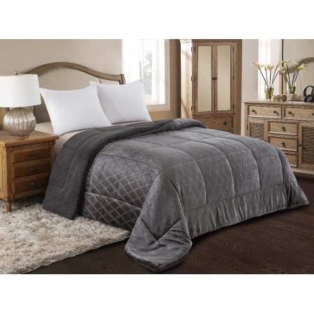 ΚΟΥΒΕΡΤΟΠΑΠΛΩΜΑ ΑΝΑΓΛΥΦΟ FLANNEL/SHERPA 160X220 (820) ANTHRACITE