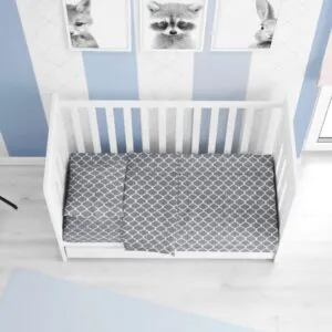 ΚΑΤΩΣΕΝΤΟΝΟ ΜΕ ΛΑΣΤΙΧΟ bebe Windows 135 0,70X1,40X0,15 Grey Cotton 100%