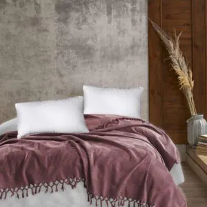 ΚΟΥΒΕΡΤΑ ΠΙΚΕ Jacquard 220Χ240 Bordeaux Cotton 100%