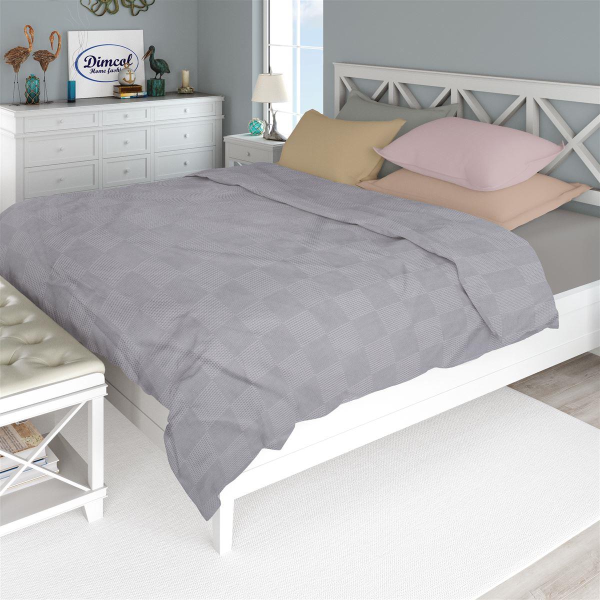 DIMcol ΚΟΥΒΕΡΤΑ ΠΙΚΕ Μονόχρωμη 220X250 Γκρι 100% Cotton