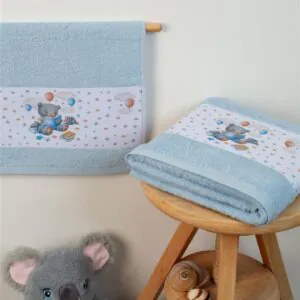 ΠΕΤΣΕΤΑ Με Ψηφιακή Εκτύπωση Σετ 2 τεμ bebe Studying Bear 36 30X50,70X140 Σιελ 100% Cotton