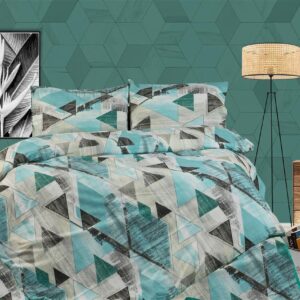 ΣΕΝΤΟΝΙΑ ΕΜΠΡΙΜΕ ΣΕΤ 4 τεμ Geometrical 332 220X240 Petrol 100% Cotton Flannel