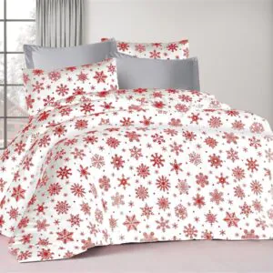 ΣΕΝΤΟΝΙΑ ΕΜΠΡΙΜΕ ΣΕΤ 4 τεμ Snowflake 462 240X270 White-Red 70/30 Cott/Pol