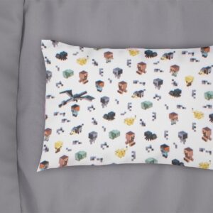Μαξιλαροθήκη Εμπριμέ bebe Minecraft 566 35X45 White-Grey 100% Cotton