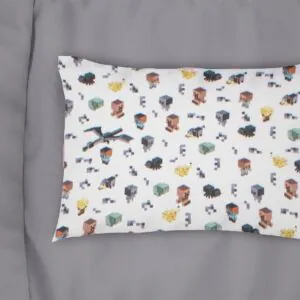 Μαξιλαροθήκη Εμπριμέ bebe Minecraft 566 35X45 White-Grey 100% Cotton