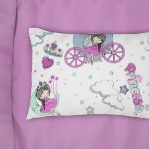 Μαξιλαροθήκη Εμπριμέ bebe Princess 389 35X45 White-Lila 70/30 Cott/Pol