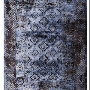 Χαλί KARMA 00156-ΜΠΛΕ-ΜΑΥΡΟ Tzikas Carpets