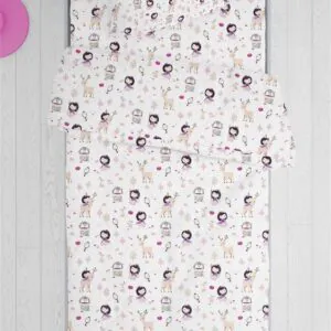 ΣΕΝΤΟΝΙΑ ΕΜΠΡΙΜΕ ΣΕΤ 3 τεμ kids Lily & Deer 179 160X240 White-Pink Cotton 100%