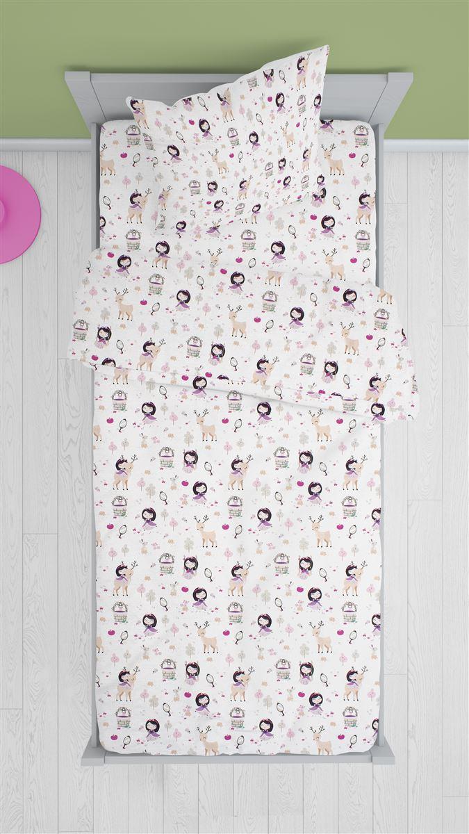 DIMcol ΣΕΝΤΟΝΙΑ ΕΜΠΡΙΜΕ ΣΕΤ 3 τεμ kids Lily & Deer 179 160X240 White-Pink Cotton 100%