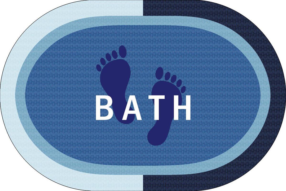 DIMcol Πατάκι Μπάνιου Oval Αντιολισθητικό Bath 50X70 Sky Blue 100% Polyester