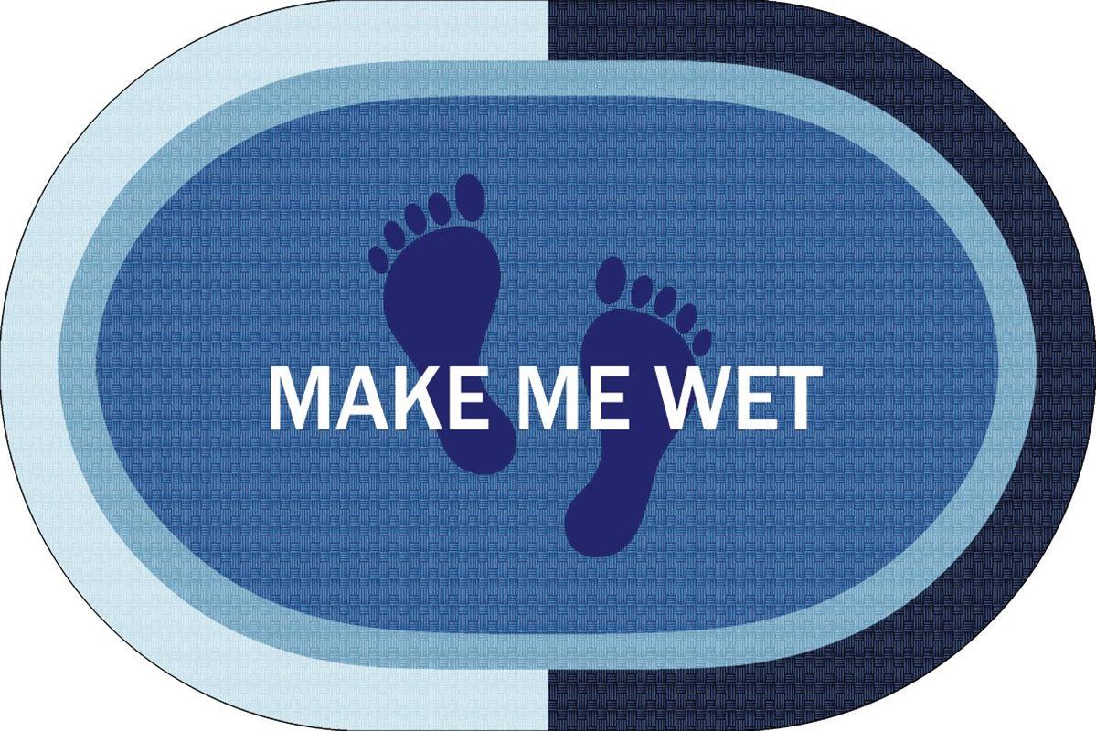 DIMcol Πατάκι Μπάνιου Oval Αντιολισθητικό Make Me Wet 50X70 Sky Blue 100% Polyester