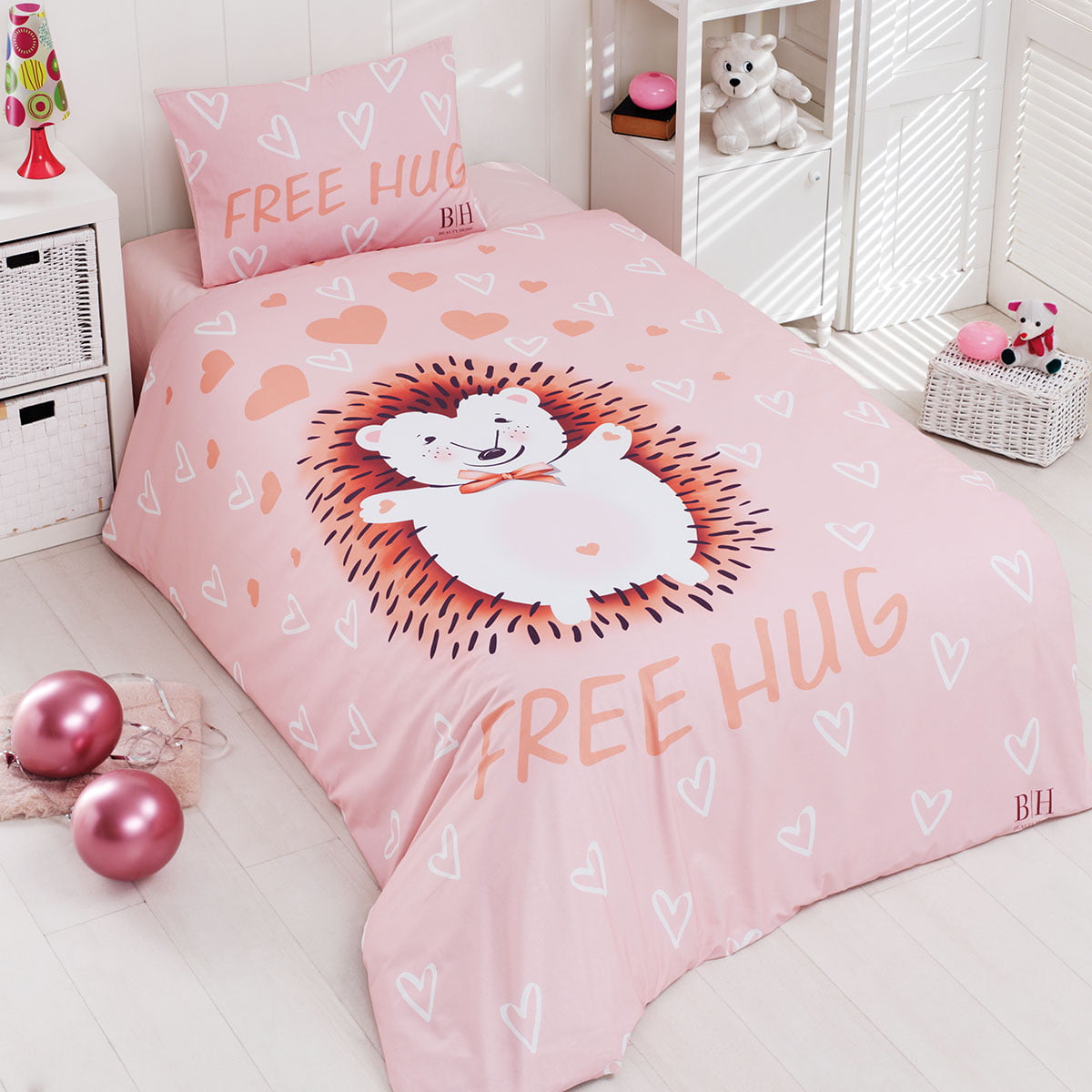 Beauty Home Σετ κουβερλί μονό Hug Art 6165 160x240 Σομόν Beauty Home