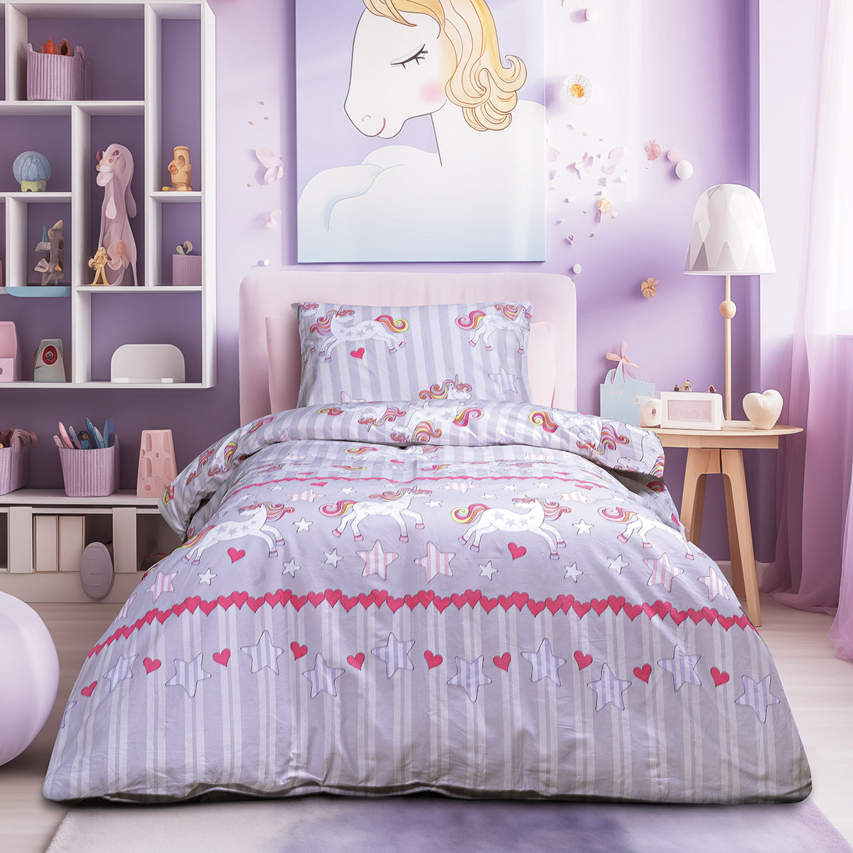 Beauty Home Σετ κουβερλί μονό Myth Art 6236 160x240 Λιλά Beauty Home