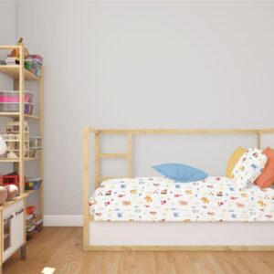 Κατωσέντονο Με Λάστιχο bebe Forest Animals 570 0,70X1,40X0,15 White-Sky Blue 100% Cotton