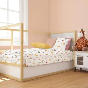 Παπλωματοθήκη Εμπριμέ bebe Forest Animals 571 120X160 White-Pink 100% Cotton