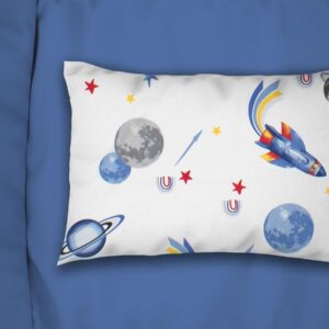 Μαξιλαροθήκη Εμπριμέ bebe Space Mission 184 35X45 White-Blue 100% Cotton