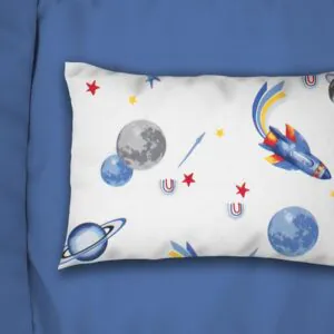 Μαξιλαροθήκη Εμπριμέ bebe Space Mission 184 35X45 White-Blue 100% Cotton