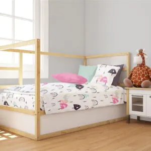 Παπλωματοθήκη Εμπριμέ bebe Rainbow 575 120X160 White-Pink 100% Cotton