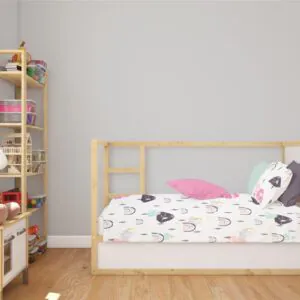 Σεντόνια Εμπριμέ Σετ 3 τεμ bebe Rainbow 575 120X160 White-Pink 100% Cotton