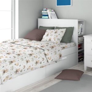 Σεντόνια Εμπριμέ Σετ 3 τεμ kids Cloudy Bear 581 160X240 White-Olive 100% Cotton