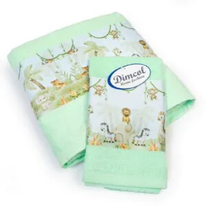 Πετσέτα Σετ 2 τεμ Με Ψηφιακή Εκτύπωση bebe Jungle 352 30X50,70X140 Mint 100% Cotton