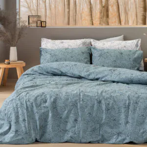 Beauty Home Σετ σεντόνια φανελένια μονά με λάστιχο Nebbiolo Art 12636 105x200+32 Πετρόλ