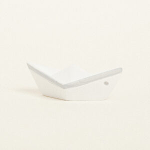 Beauty Home ΚΕΡΑΜΙΚΟ ΚΑΡΑΒΑΚΙ 7,5 x 3,5 x 3 cm ΛΕΥΚΟ / ΓΚΡΙ